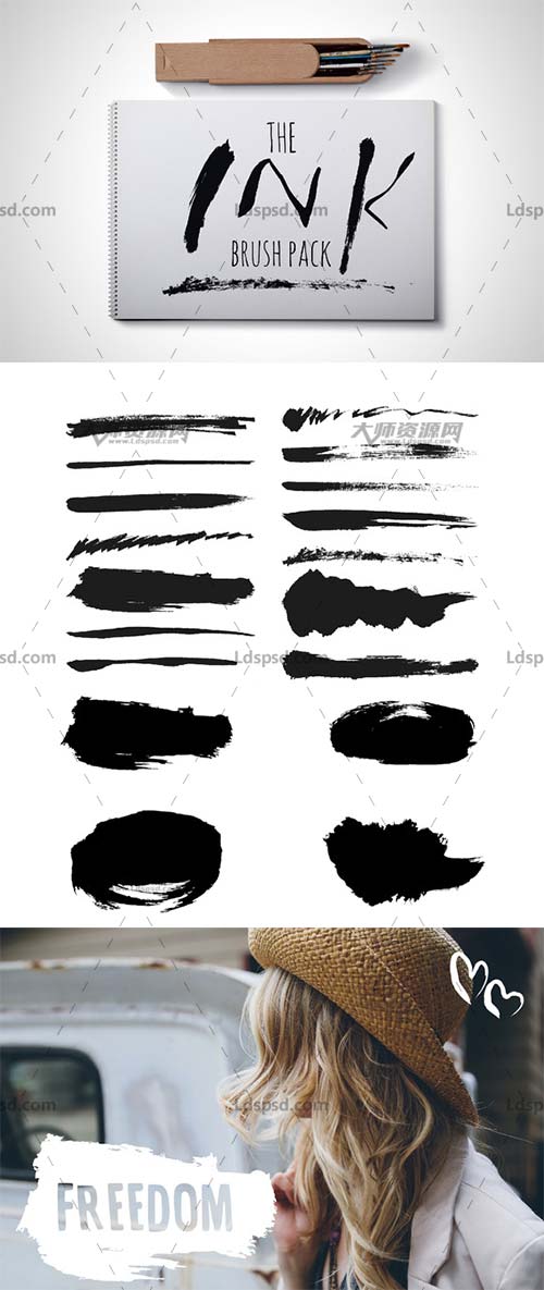 The Ink Brush Pack,AI画笔－14个水墨笔刷